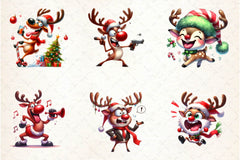 Funny Christmas Deer Clipart Bundle - CraftNest - Digital Crafting and Art