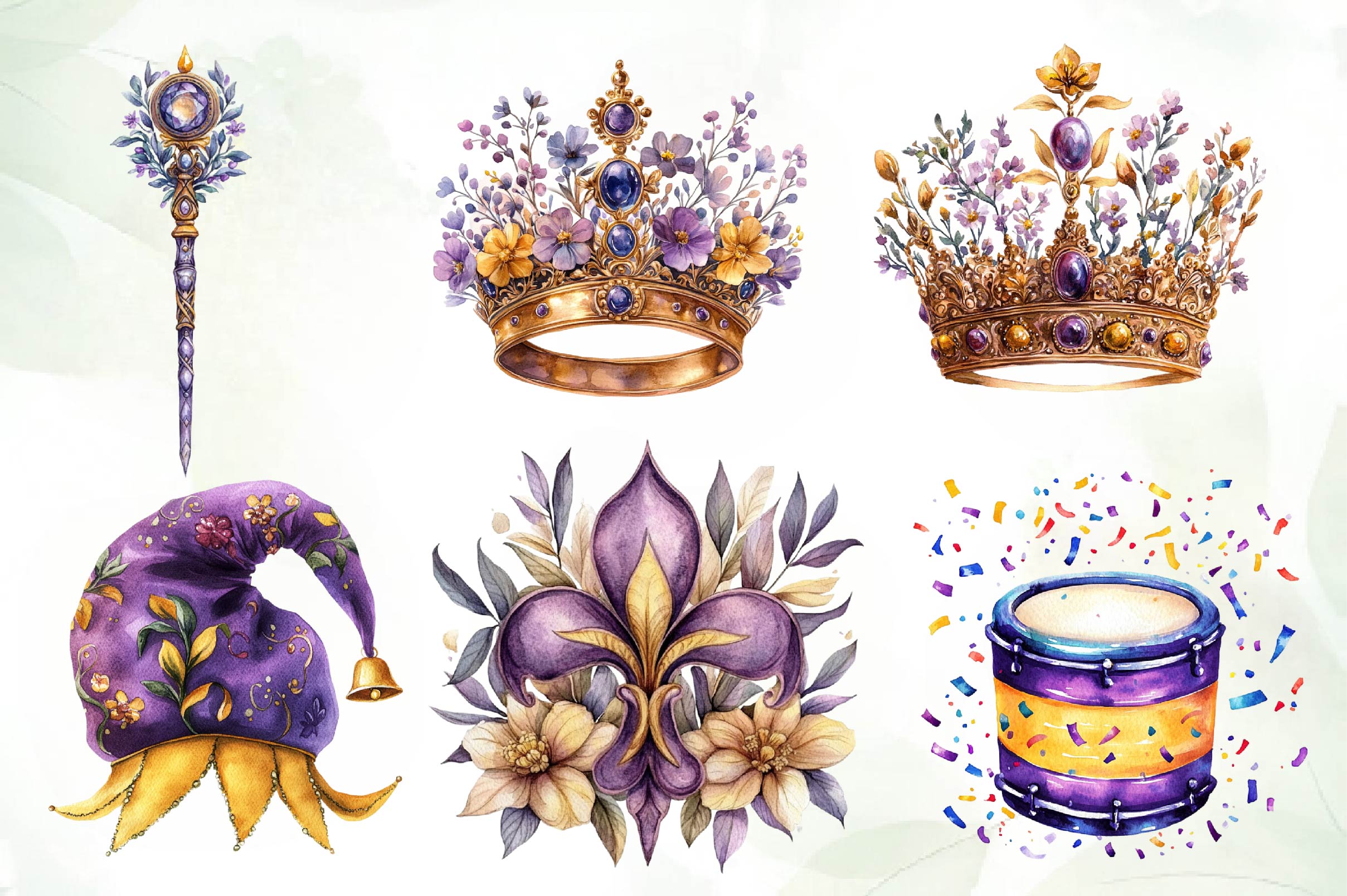 Pastel Mardi Gras Clipart Bundle - CraftNest - Digital Crafting and Art