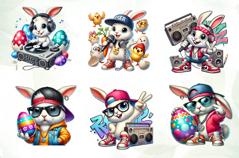 Hip Hop Bunny Easter Day Clipart Bundle - CraftNest - Digital Crafting and Art