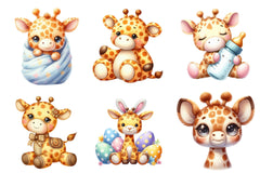 Cute Plush Toy Baby Giraffe Clipart Bundle - CraftNest - Digital Crafting and Art