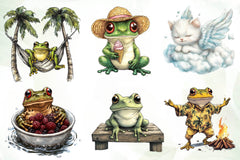 Frog Enjoying Summer Clipart Bundle - CraftNest - Digital Crafting and Art
