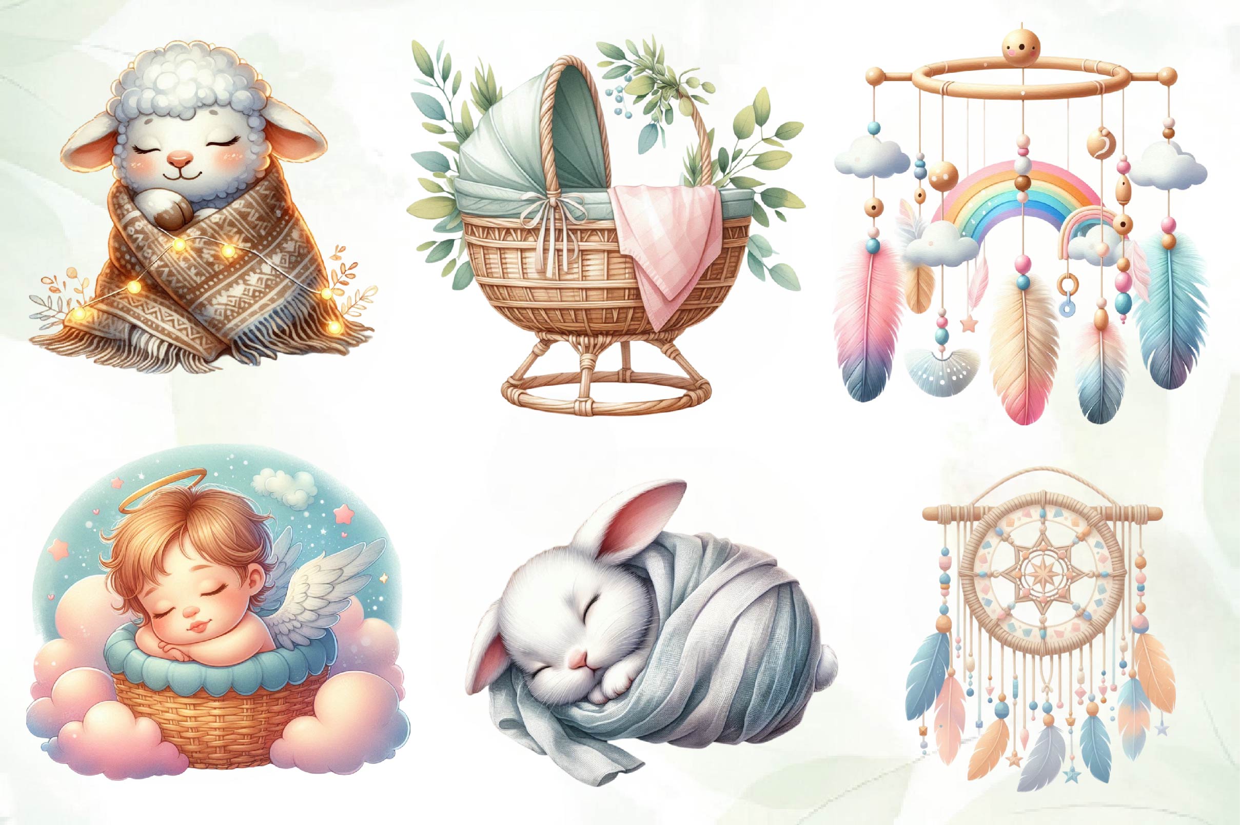 Boho Nursery Baby Clipart Bundle 1 - CraftNest - Digital Crafting and Art