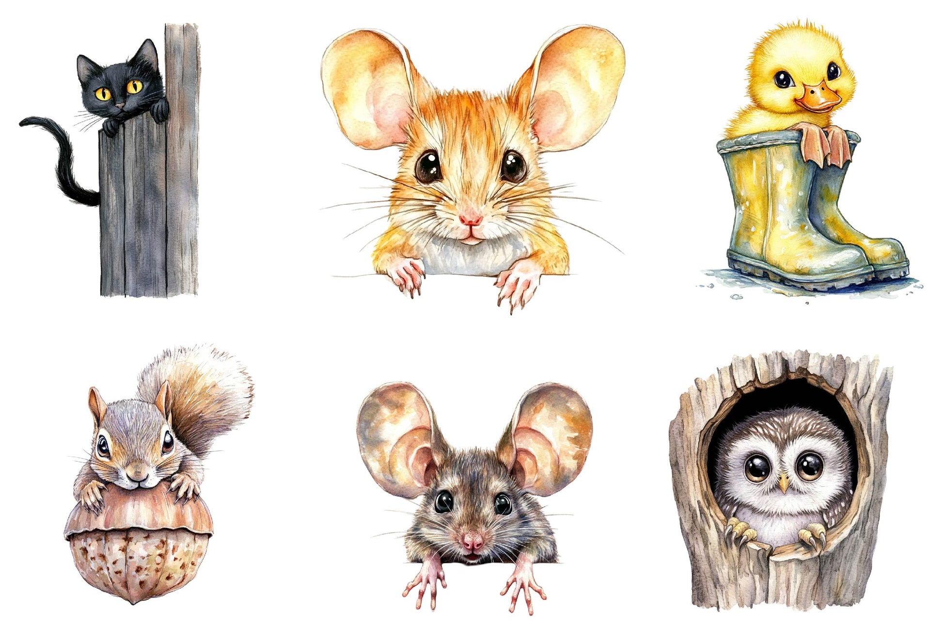 Quirky Animals Peeking Around Corner Clipart Bundle - CraftNest - Digital Crafting and Art