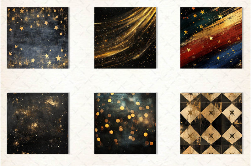 Gold Starry Grunge Digital Paper 1 - CraftNest - Digital Crafting and Art