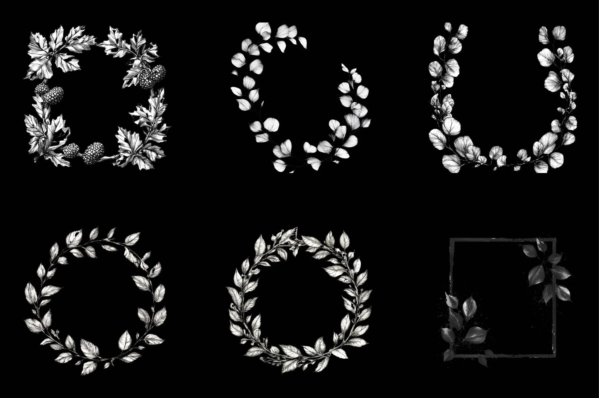 Ink Leaf Frame Backgrounds Clipart Bundle - CraftNest - Digital Crafting and Art