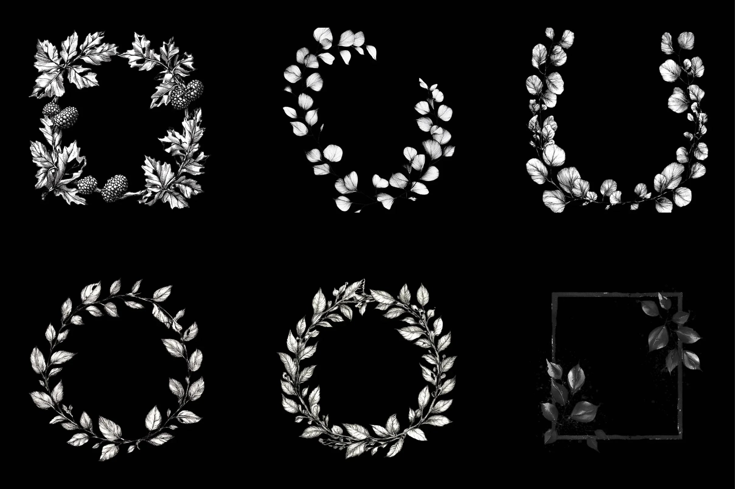 Ink Leaf Frame Backgrounds Clipart Bundle - CraftNest - Digital Crafting and Art