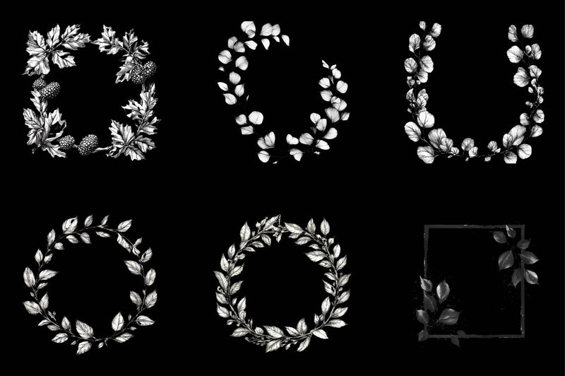 Ink Leaf Frame Backgrounds Clipart Bundle - CraftNest - Digital Crafting and Art