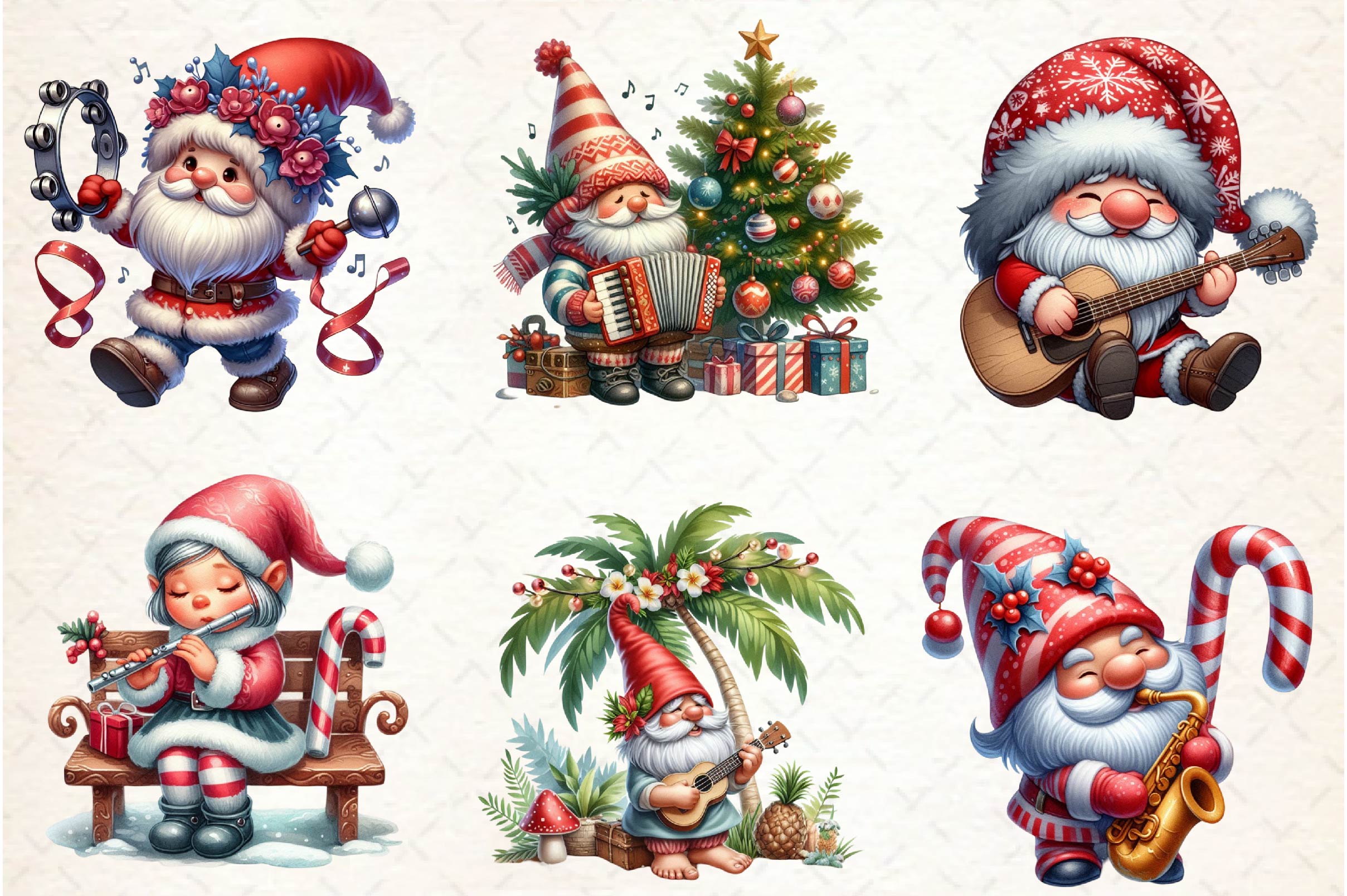 Christmas Gnome Musicians Clipart Bundle - CraftNest - Digital Crafting and Art