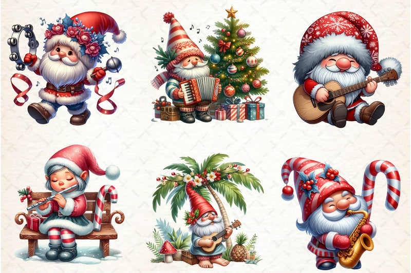 Christmas Gnome Musicians Clipart Bundle - CraftNest - Digital Crafting and Art