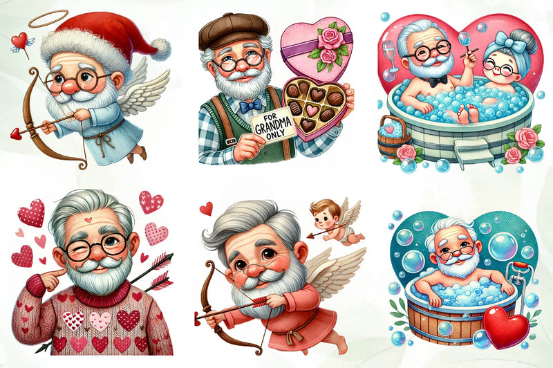 Funny Valentines Grandpa Clipart Bundle - CraftNest - Digital Crafting and Art