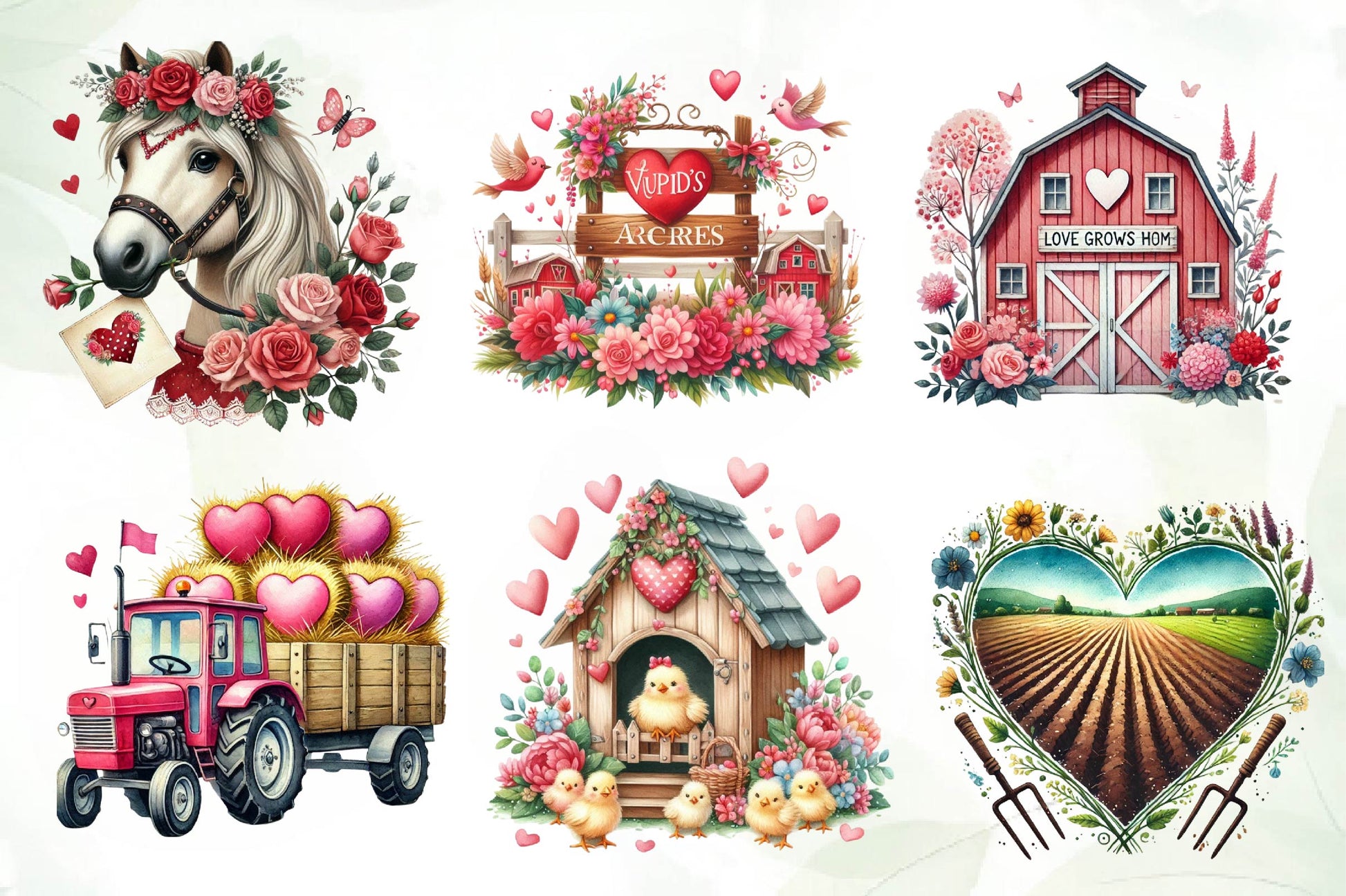 Valentine Farm Clipart Bundle 1 - CraftNest - Digital Crafting and Art