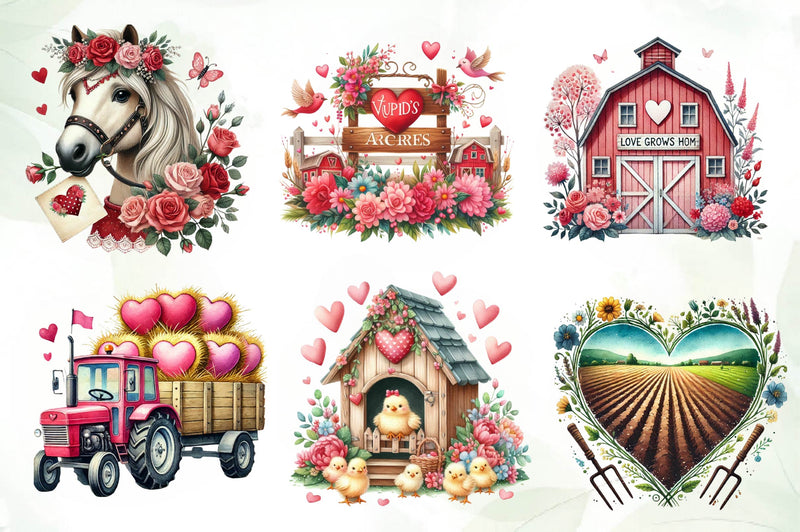 Valentine Farm Clipart Bundle 1 - CraftNest - Digital Crafting and Art