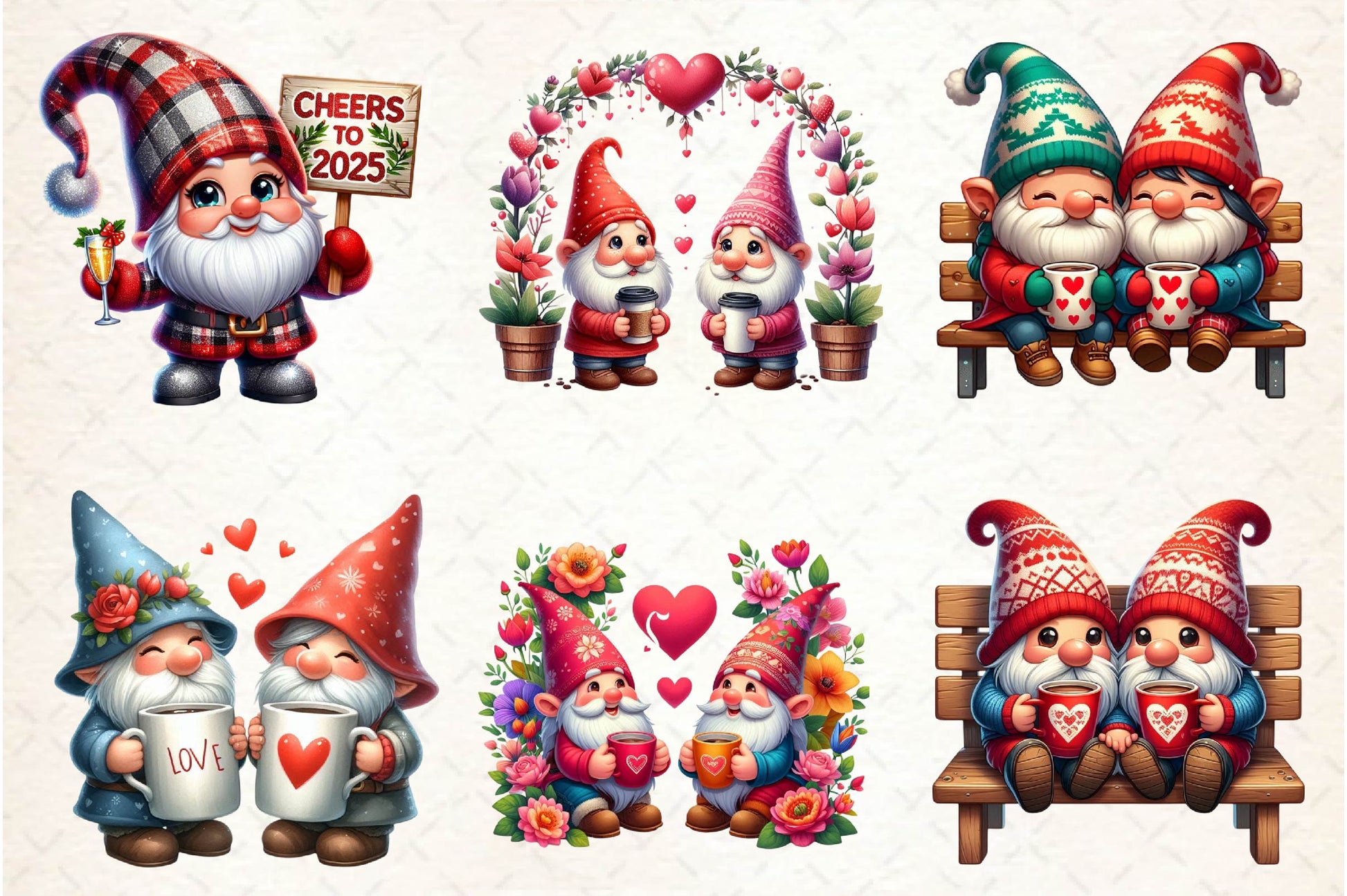 Valentine Gnome Couple Coffee Cup Clipart Bundle - CraftNest - Digital Crafting and Art