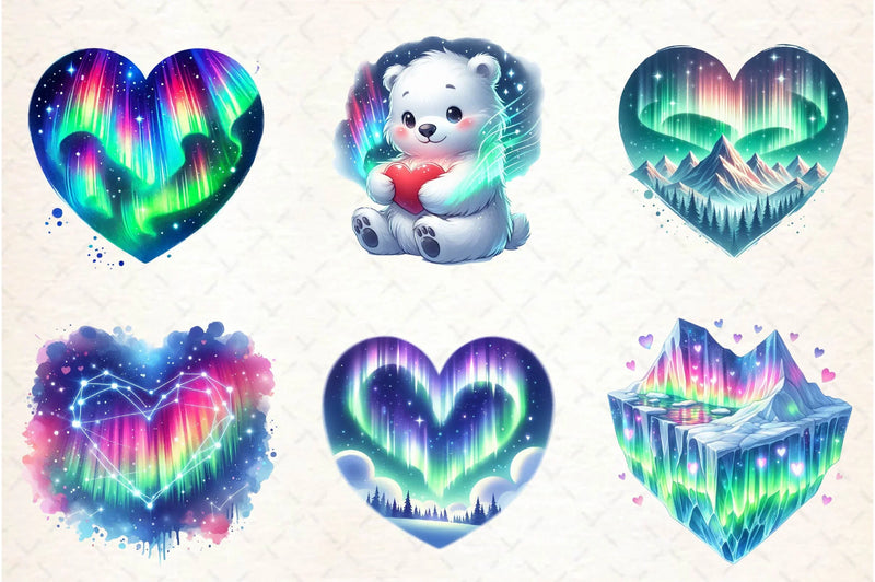 Polar Lights Valentine Clipart Bundle - CraftNest - Digital Crafting and Art