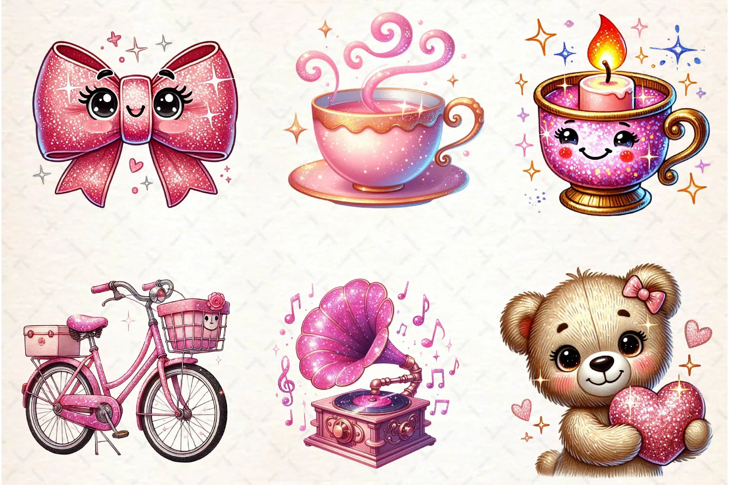 Glitter Pink Happy Valentine Clipart Bundle - CraftNest - Digital Crafting and Art