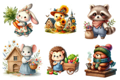 Rustic Animal Villagers Collection Clipart Bundle - CraftNest - Digital Crafting and Art