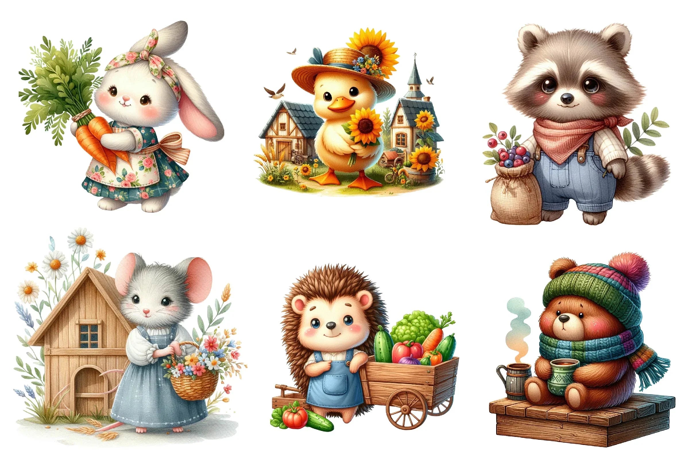 Rustic Animal Villagers Collection Clipart Bundle - CraftNest - Digital Crafting and Art