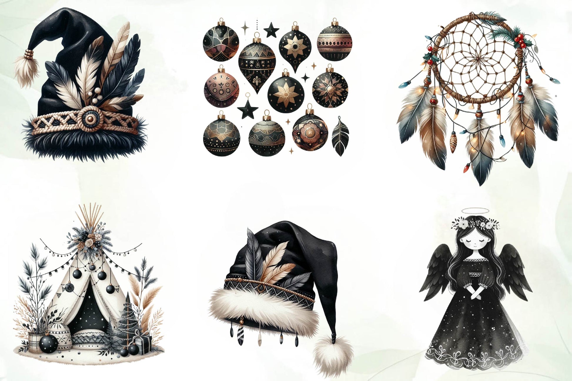 Boho Moody Christmas Clipart Bundle - CraftNest - Digital Crafting and Art