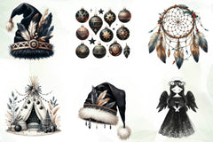 Boho Moody Christmas Clipart Bundle - CraftNest - Digital Crafting and Art