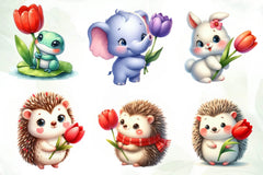 Spring Animals Tulips Flower Clipart Bundle - CraftNest - Digital Crafting and Art