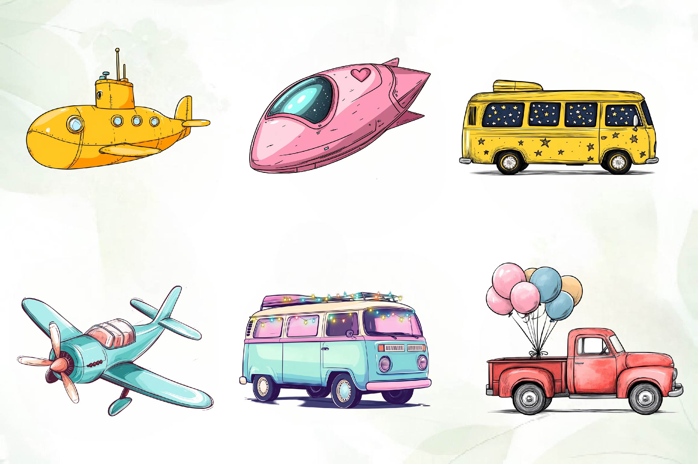 Cute Transport Clipart Bundle - CraftNest - Digital Crafting and Art