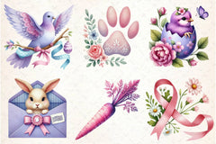 Pink And Purple Easter Clipart Bundle - CraftNest - Digital Crafting and Art