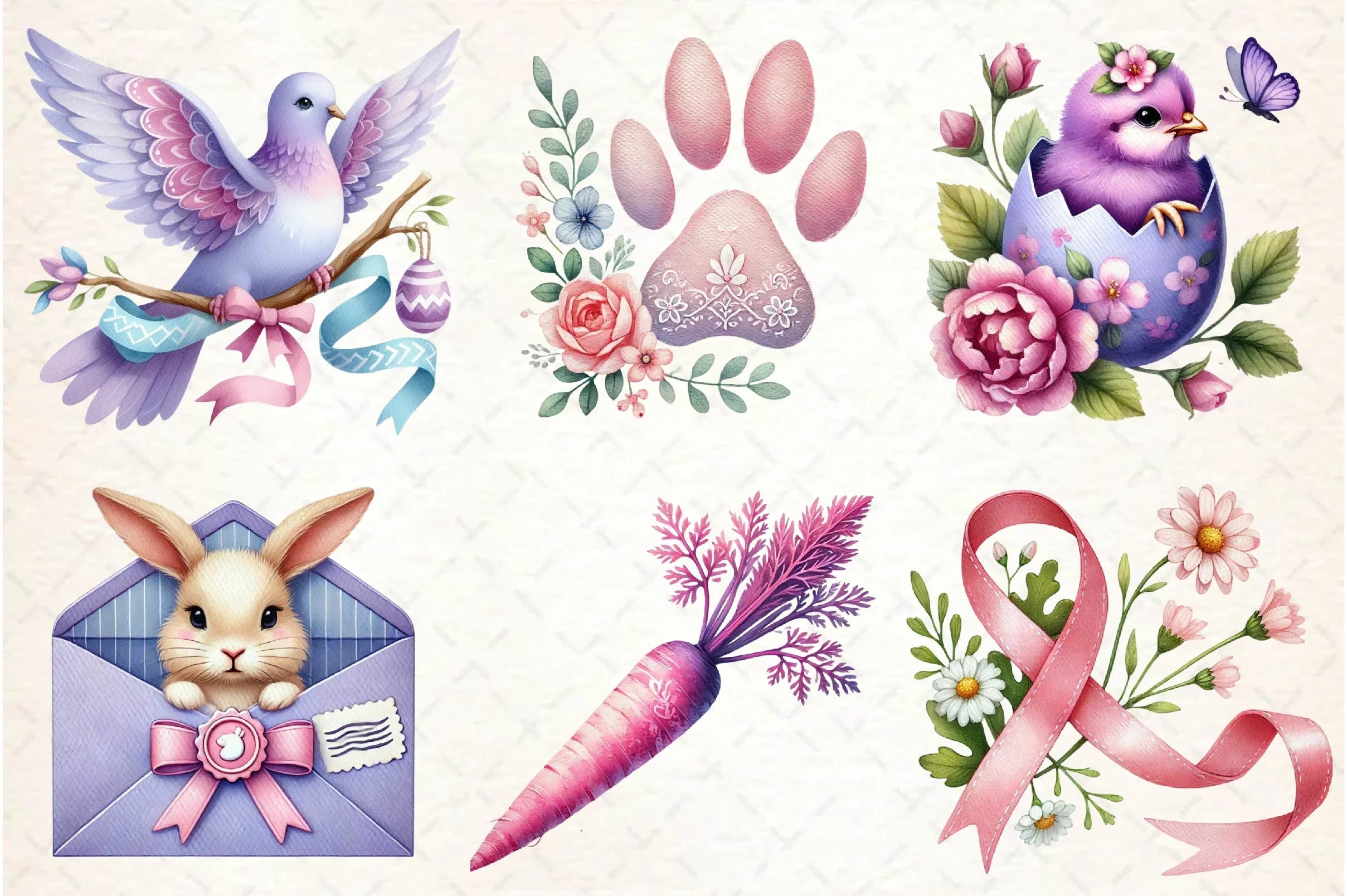 Pink And Purple Easter Clipart Bundle - CraftNest - Digital Crafting and Art