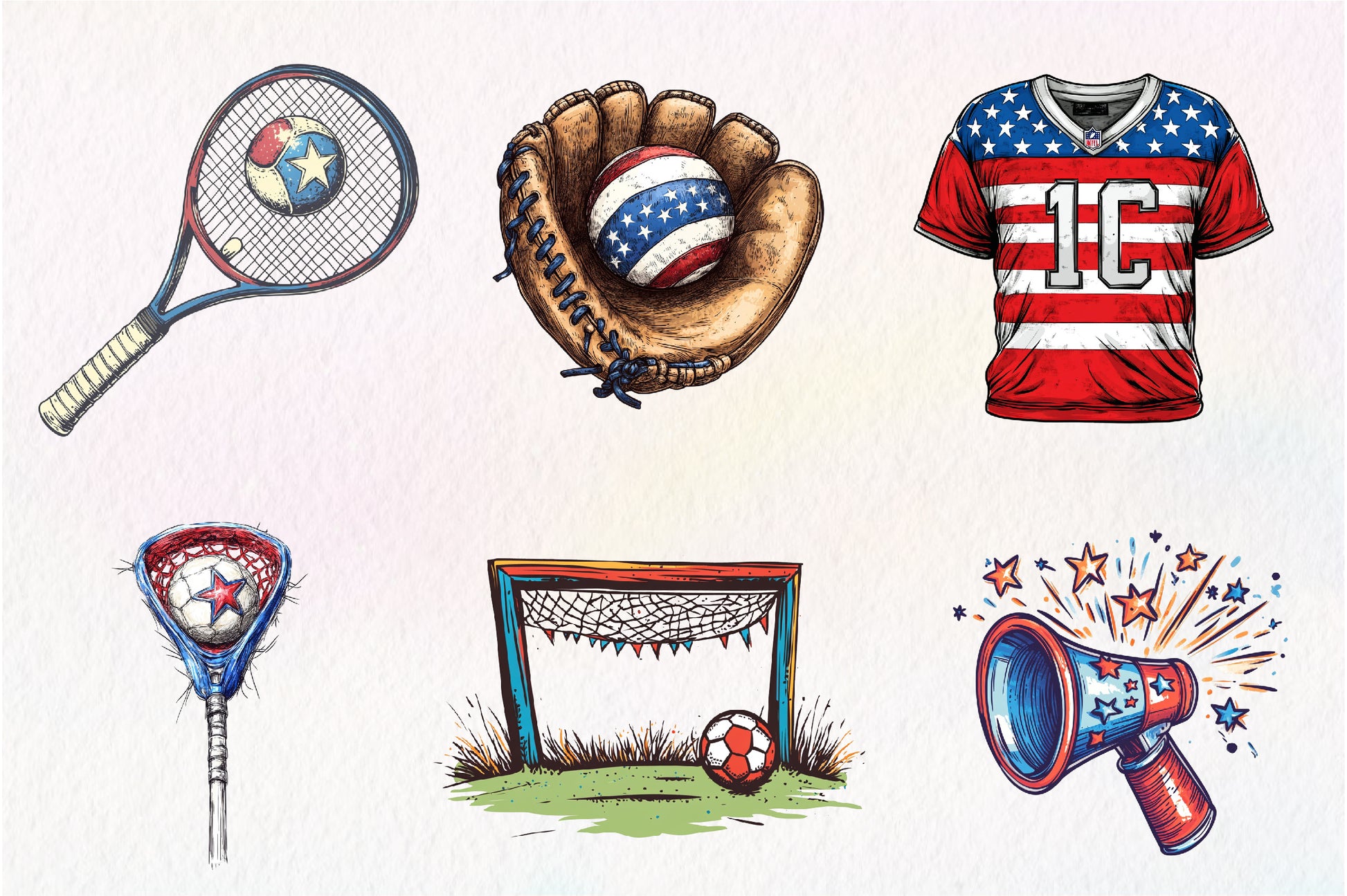 Patriotic Sports Elements Clipart Bundle - CraftNest - Digital Crafting and Art