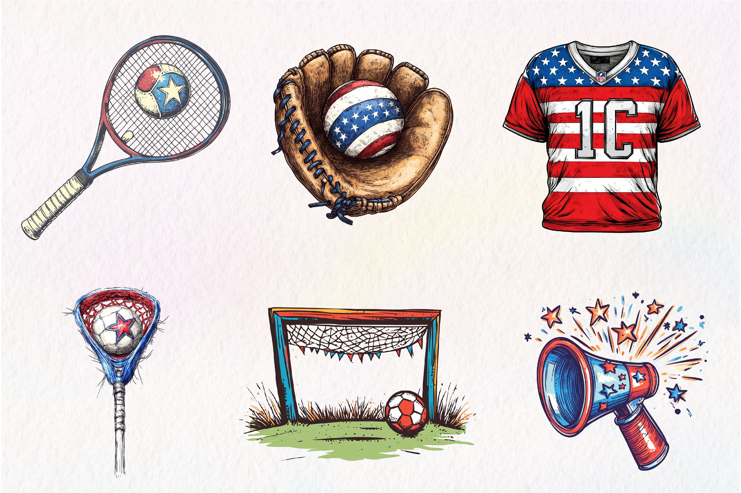 Patriotic Sports Elements Clipart Bundle - CraftNest - Digital Crafting and Art