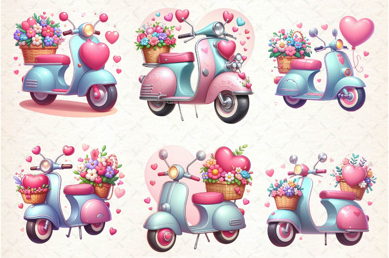 Valentines Scooter Clipart Bundle - CraftNest - Digital Crafting and Art