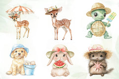 Baby Animals In Summer Hat Clipart Bundle - CraftNest - Digital Crafting and Art