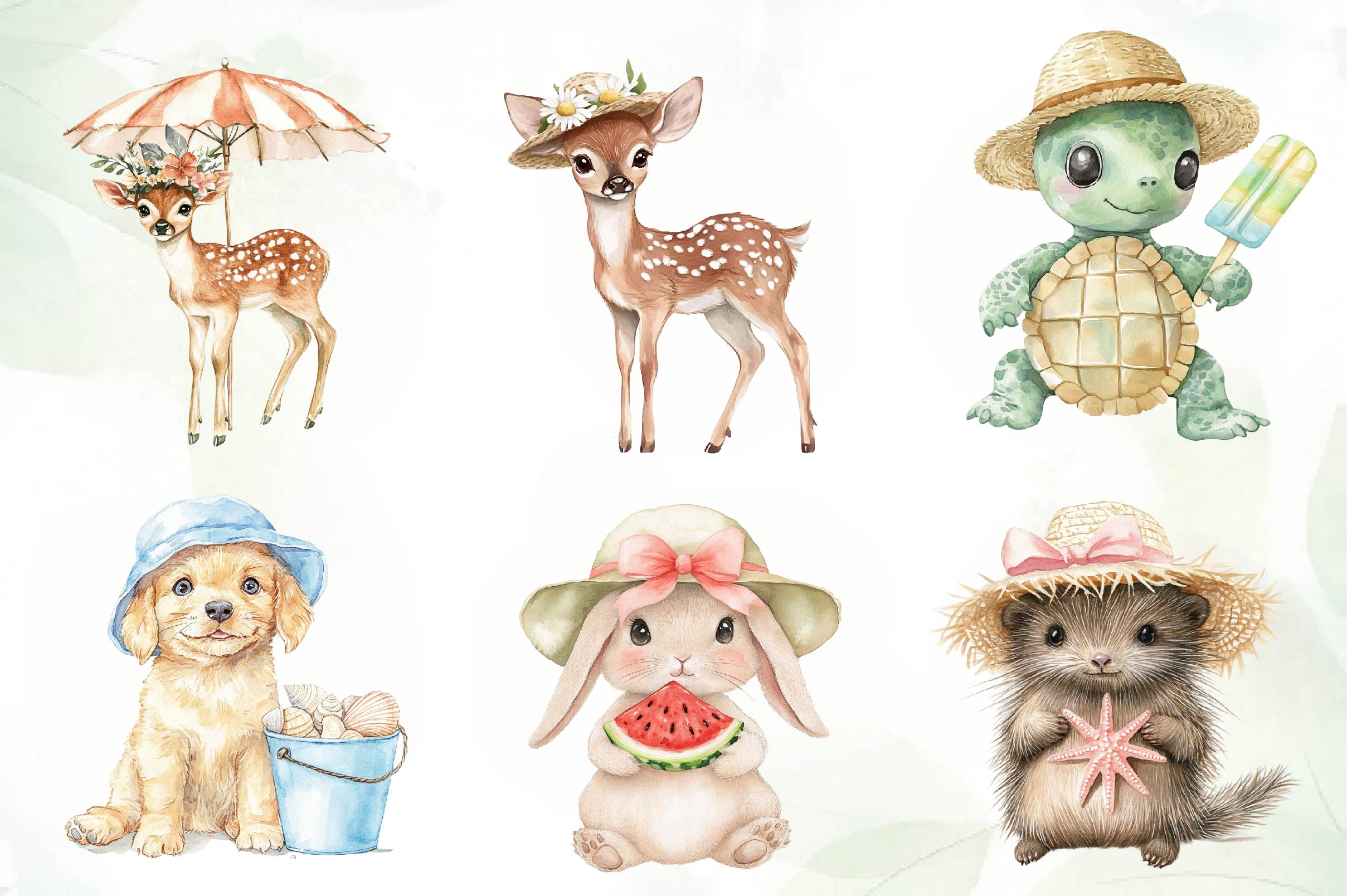 Baby Animals In Summer Hat Clipart Bundle - CraftNest - Digital Crafting and Art