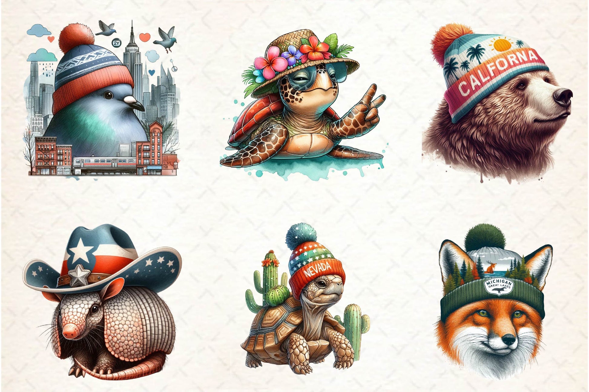 States Of Animals Wearing Knit Beanies Clipart Bundle - CraftNest - Digital Crafting and Art