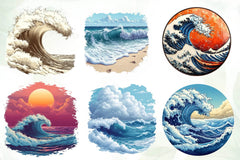 Vintage Ocean Waves Clipart Bundle - CraftNest - Digital Crafting and Art
