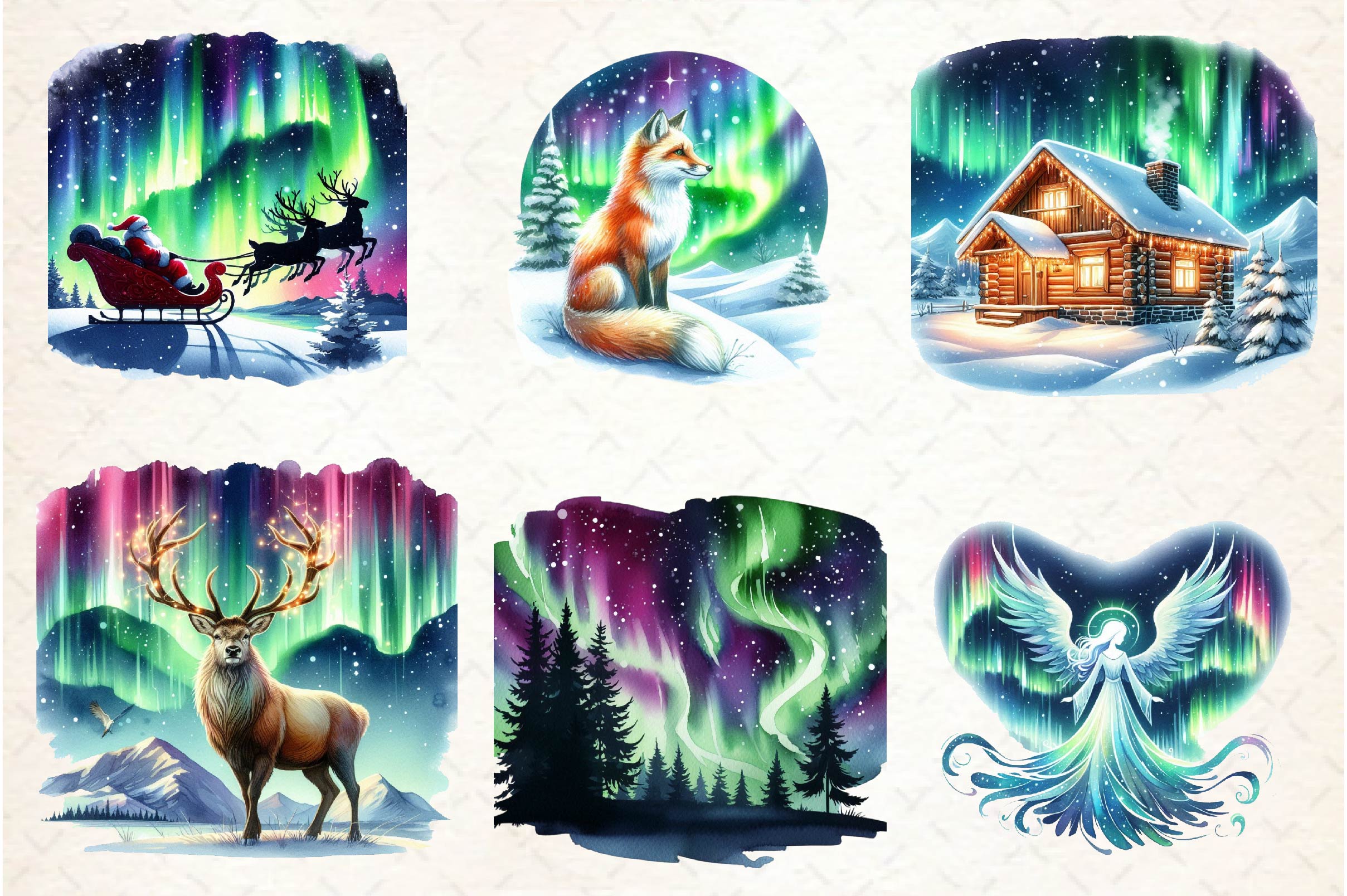 Polar Lights Winter Clipart Bundle - CraftNest - Digital Crafting and Art