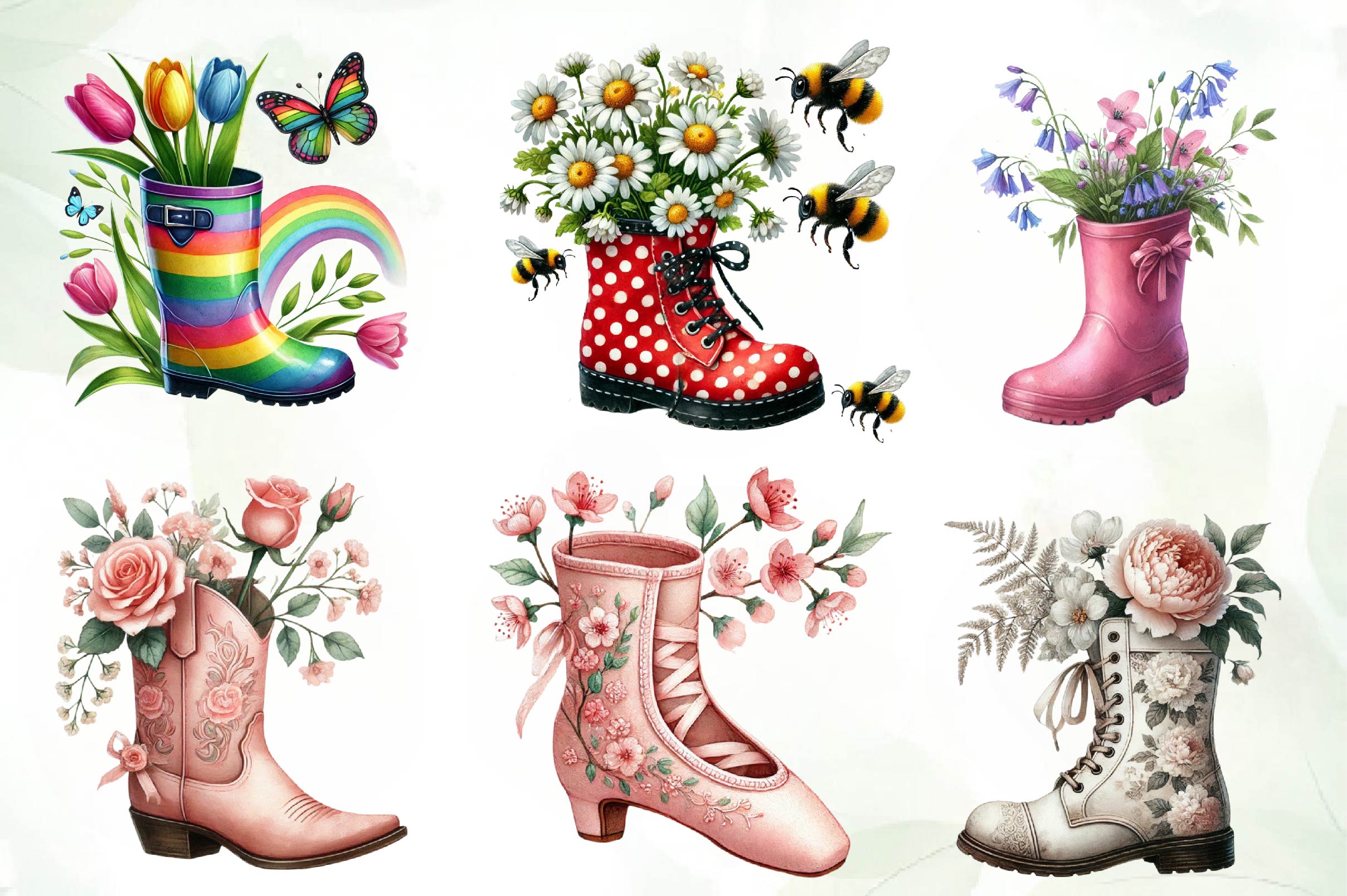 Boot With Spring Flowers Clipart Bundle - CraftNest - Digital Crafting and Art