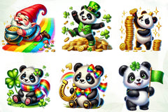 St Patricks Day Cute Panda Clipart Bundle - CraftNest - Digital Crafting and Art