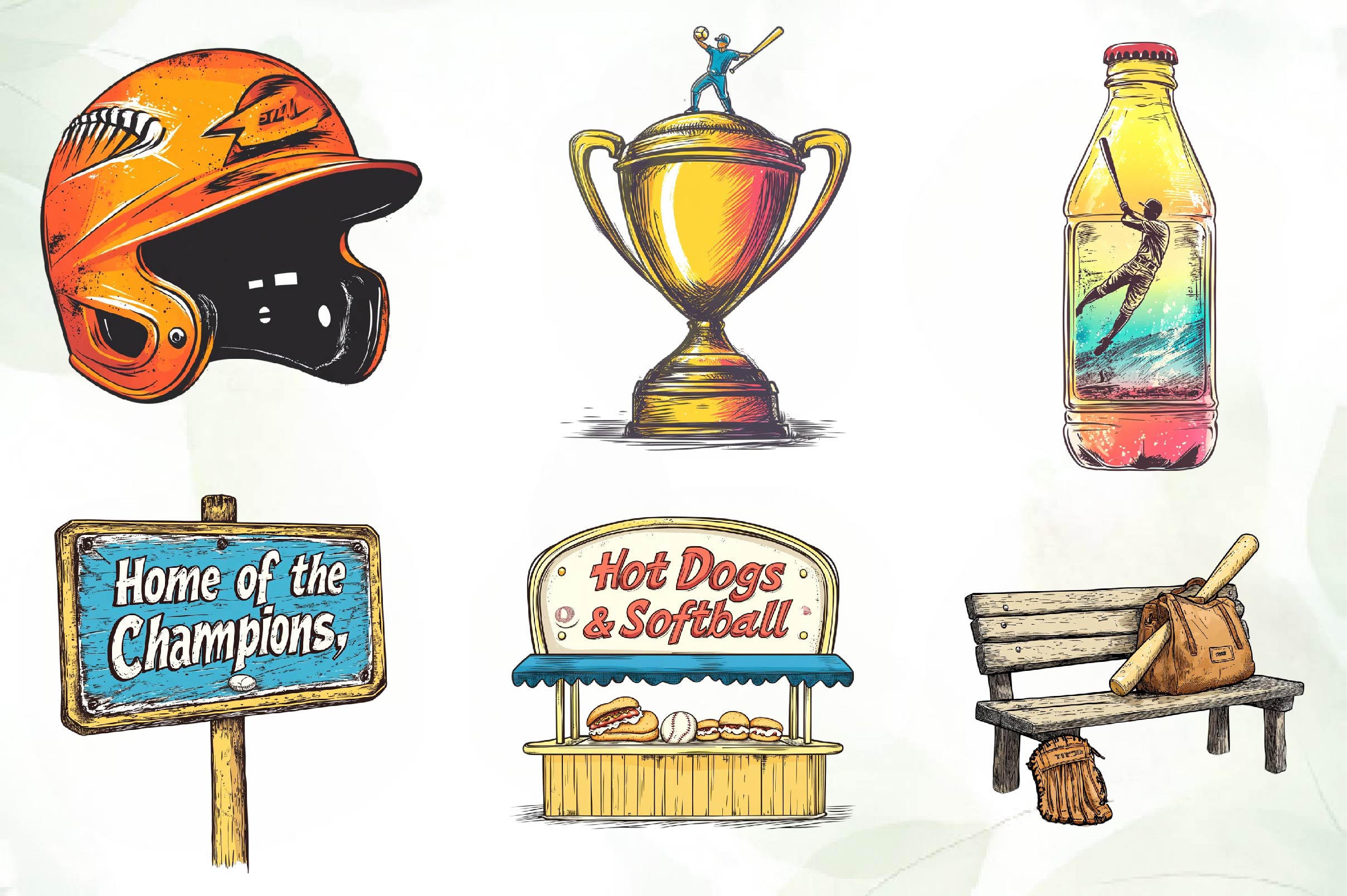 Vintage Softball Clipart Bundle - CraftNest - Digital Crafting and Art