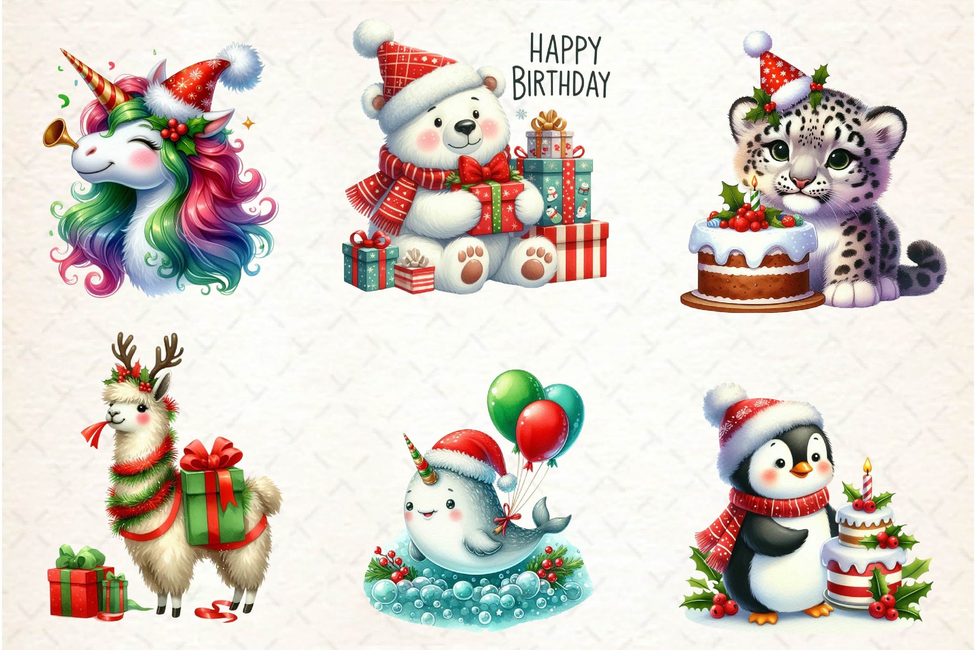 Christmas Birthday Animals Clipart Bundle - CraftNest - Digital Crafting and Art