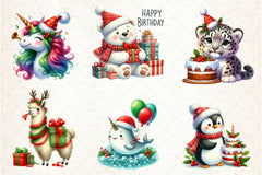 Christmas Birthday Animals Clipart Bundle - CraftNest - Digital Crafting and Art