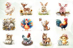 Cute On The Farm Animals Clipart Bundle - CraftNest - Digital Crafting and Art