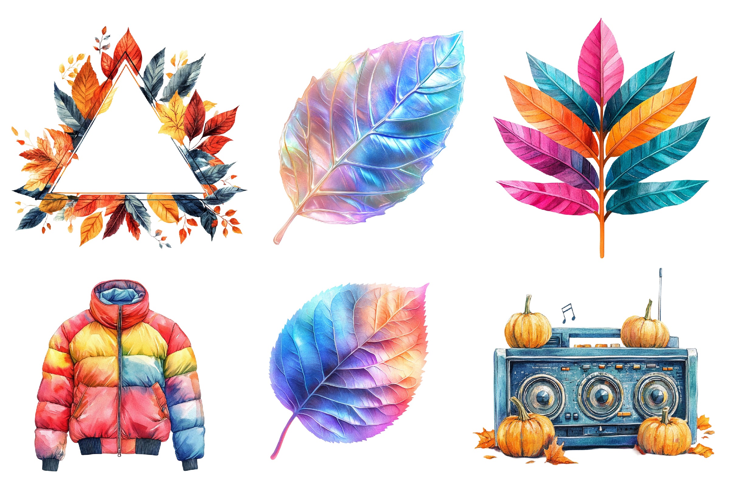 80s Retro Autumn Clipart Bundle - CraftNest - Digital Crafting and Art