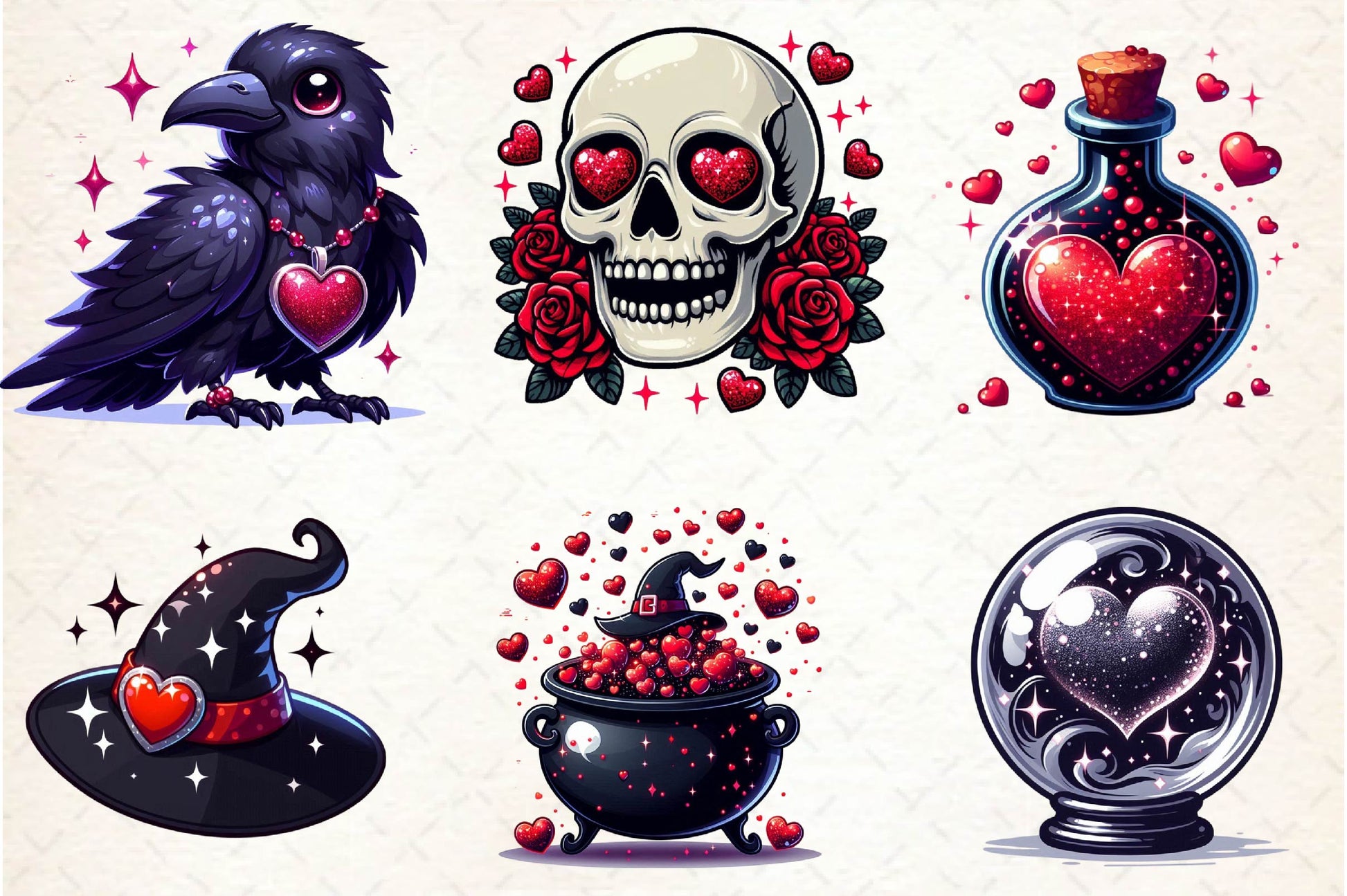 Valentine Gothic Witch Clipart Bundle 1 - CraftNest - Digital Crafting and Art