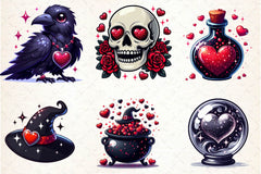 Valentine Gothic Witch Clipart Bundle 1 - CraftNest - Digital Crafting and Art