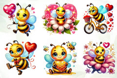 Cute Valentines Day Bee Clipart Bundle - CraftNest - Digital Crafting and Art