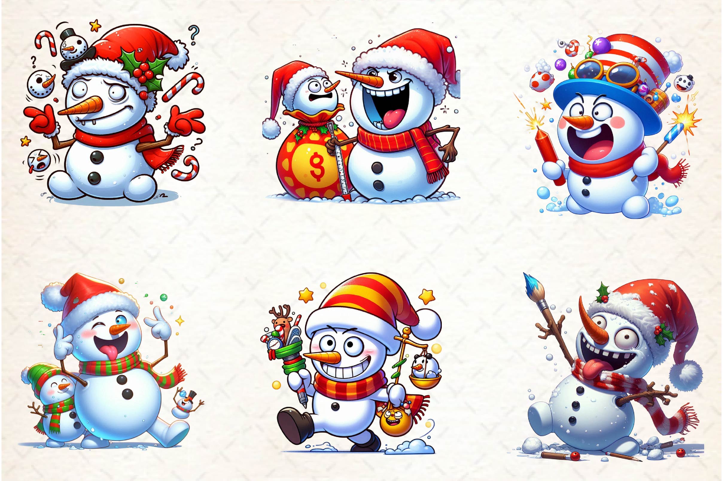 Funny Christmas Snowman Clipart Bundle 1 - CraftNest - Digital Crafting and Art