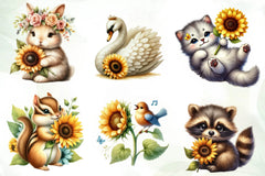 Spring Animal Sunflowers Clipart Bundle - CraftNest - Digital Crafting and Art