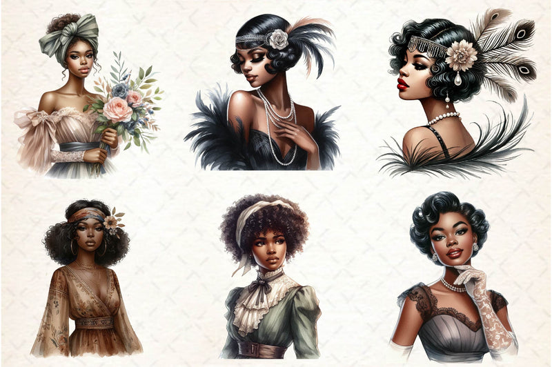 Vintage Black History Month Women's Clipart Bundle - CraftNest - Digital Crafting and Art