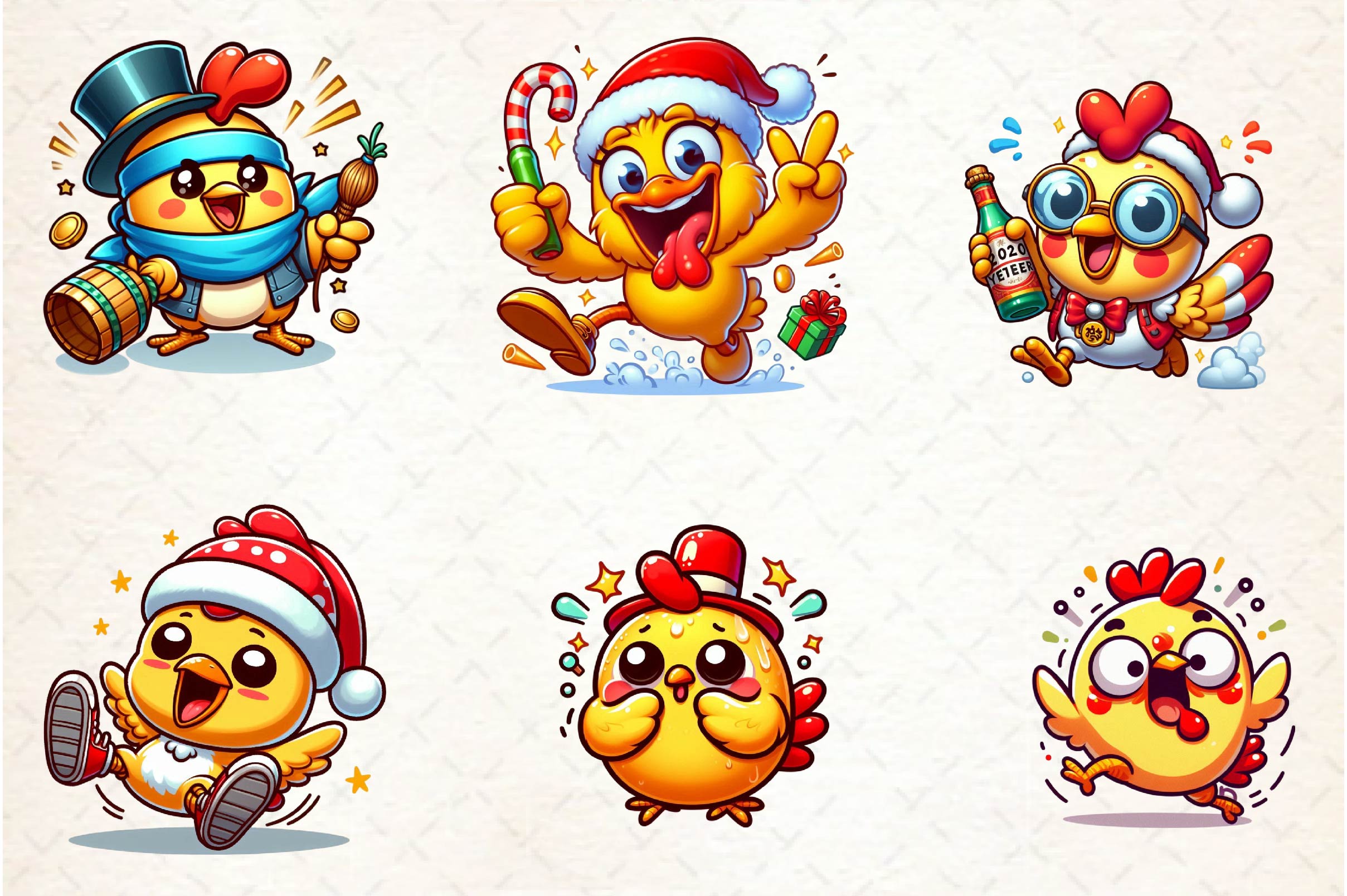 Christmas Funny Chicken Clipart Bundle 1 - CraftNest - Digital Crafting and Art