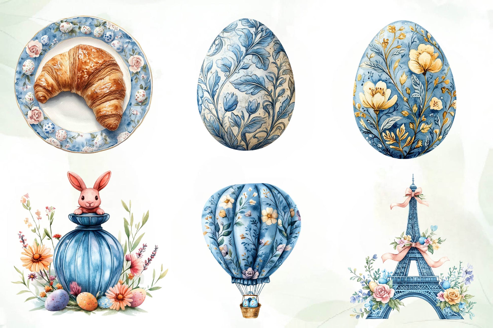 Blue Parisian Easter Clipart Bundle - CraftNest - Digital Crafting and Art
